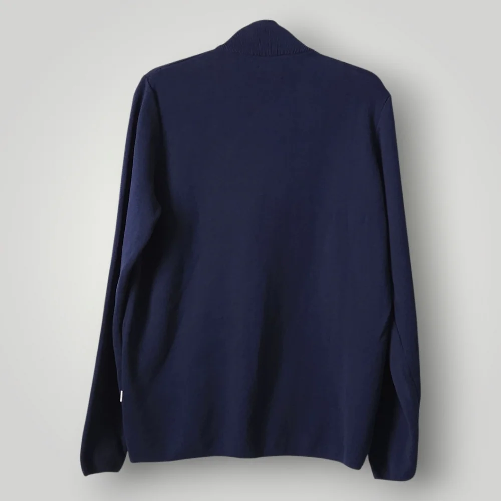 Frank‎ And Oak Navy Quarter Zip Sweater Large 100% Mercerized Cotton Minimal